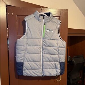 XL Seahawks Gray and Navy Puffer Vest